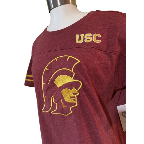 USC Trojans Colosseum Athletics Red Stripe Recycled SS T-Shirt Women's M NEW - Picture 3 of 7